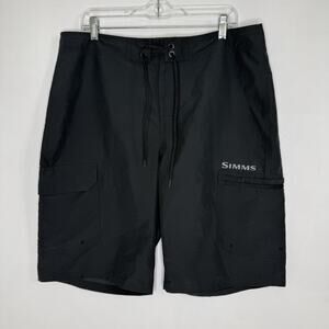 Simms Swim Shorts Mens 36 Black Solarflex Board Shorts Cargo Fishing Outdoor